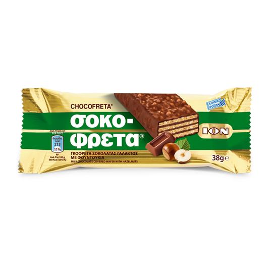 ION CHOCO-FRETA Chocolate With Hazelnuts Covered Wafer 38g