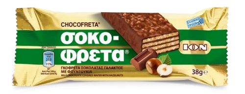 ION CHOCO-FRETA Chocolate With Hazelnuts Covered Wafer 38g
