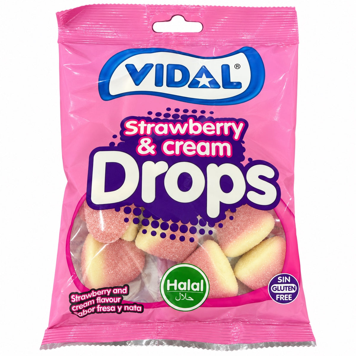 Vidal Strawberry & cream Drops 90g
