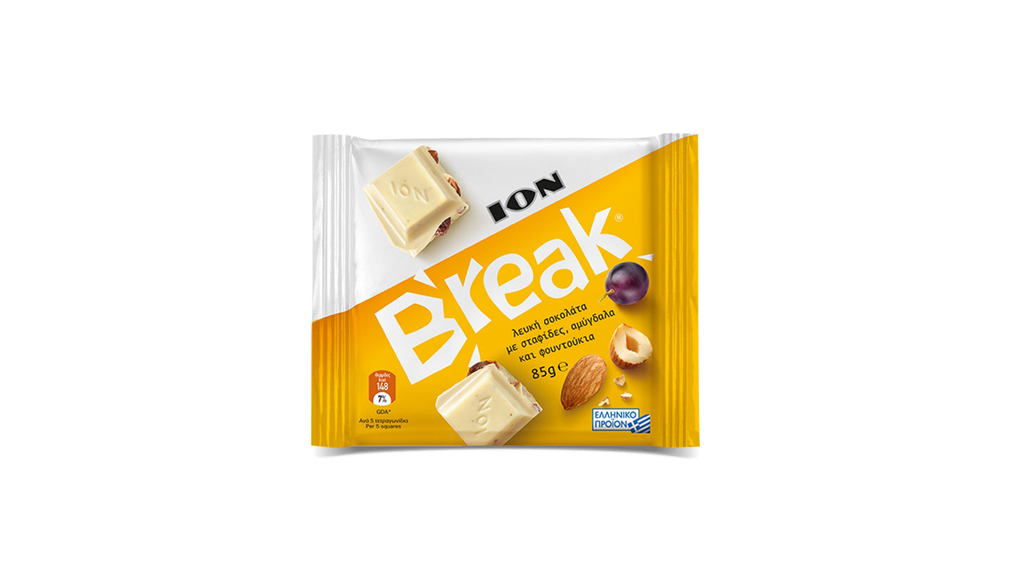 ION Break White Nuts and Raisins Chocolate 85g